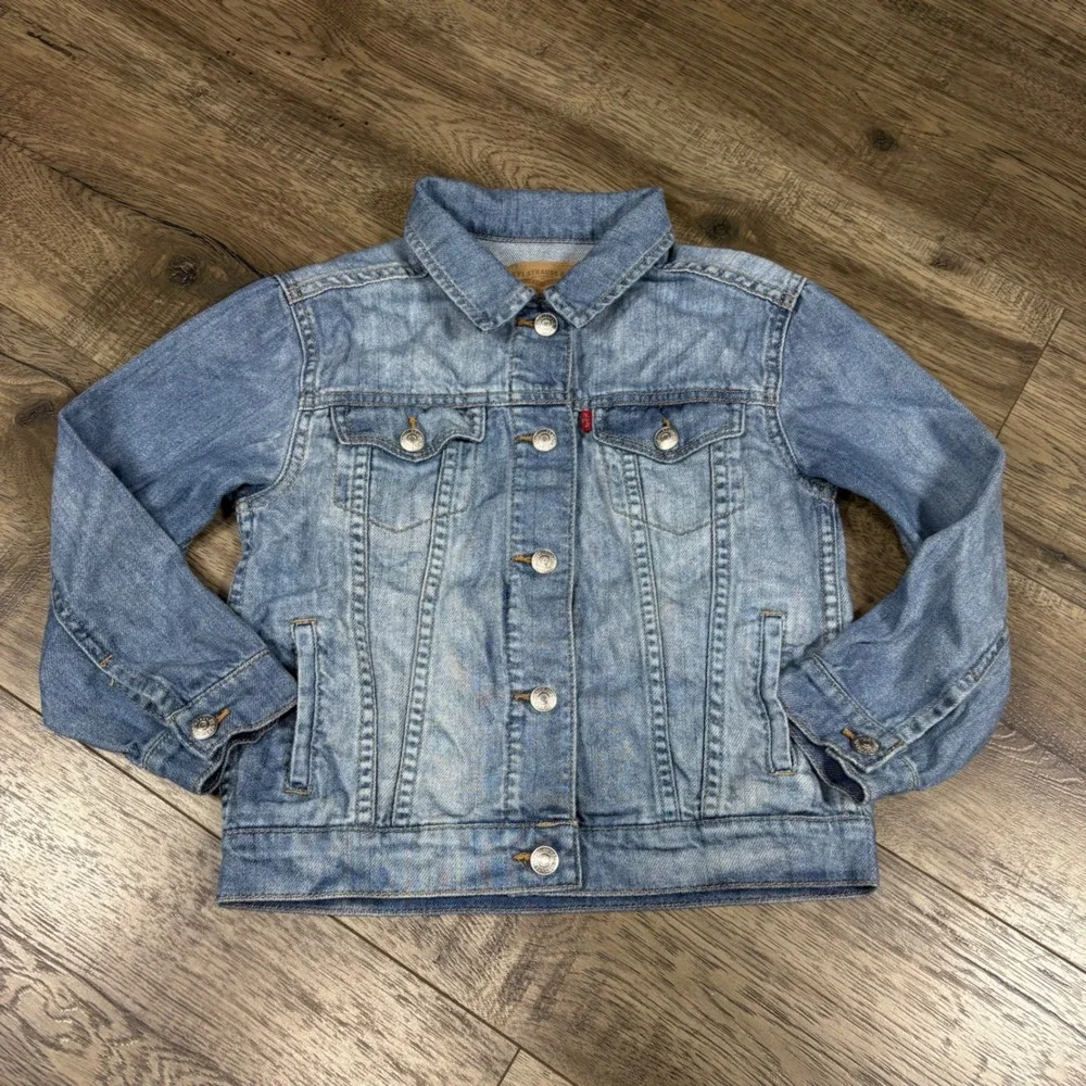 Levi Strauss Kids Light Wash Denim Trucker Jacket Size 6X 6-7YRS Blue Cotton